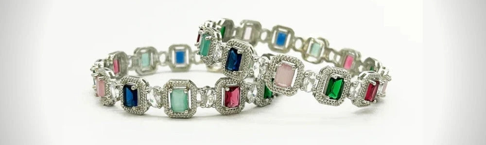 Shop silver and gold plated bangles from Diwam Jewels for daily wear, weddings and parties