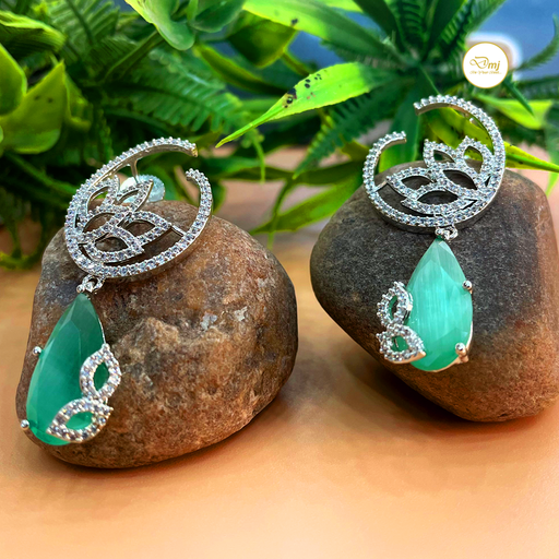 Green Amazonite Stone Silver Earring Pair For Women