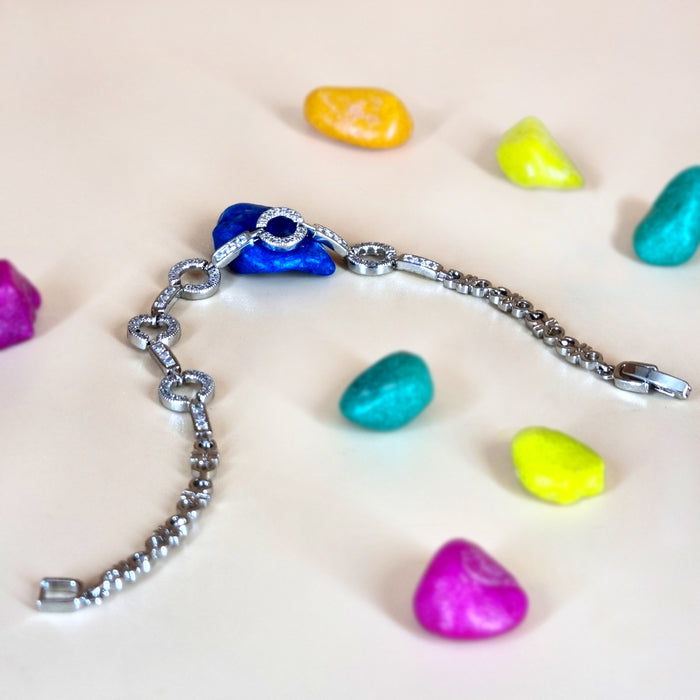 Sparkling Zircon Stone Silver Plated Bracelet