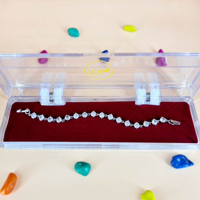 Beautiful Zircon Stone Studded Silver Plated Bracelet