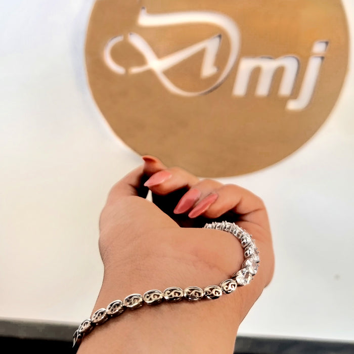 Beautiful and Affordable Zircon Stone Silver Plated Bracelet