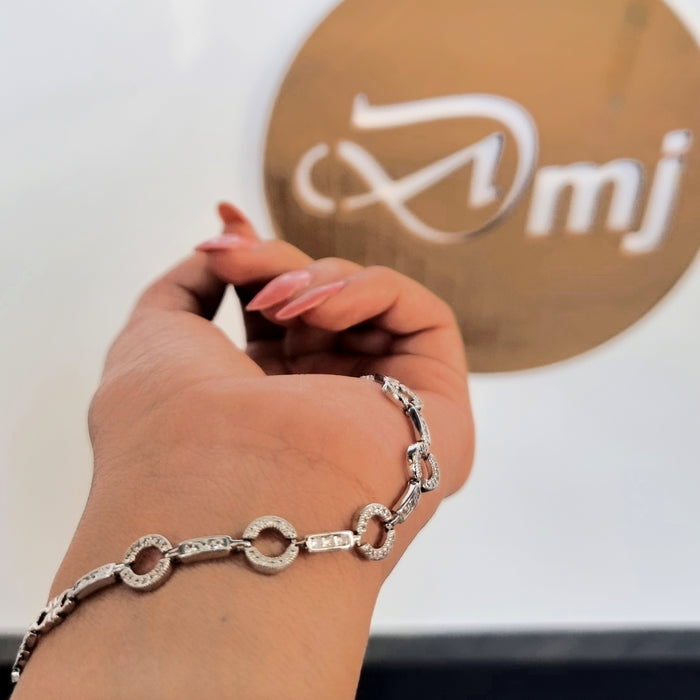 Sparkling Zircon Stone Silver Plated Bracelet