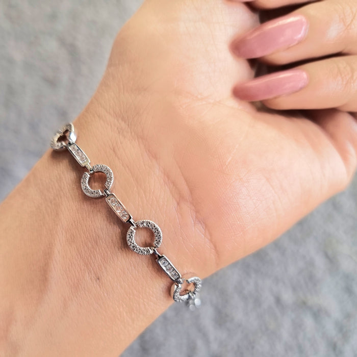 Sparkling Zircon Stone Silver Plated Bracelet