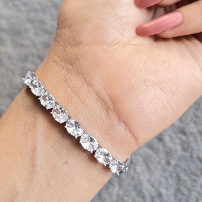 Beautiful and Affordable Zircon Stone Silver Plated Bracelet