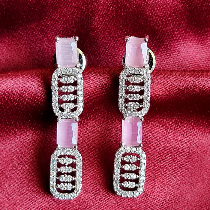 Rose Quartz Stone Silver Plated Jewelry Set For Girls & Women