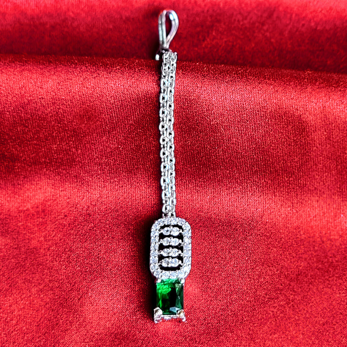 Emerald Stone Silver Plated Jewelry Set For Women and Girls