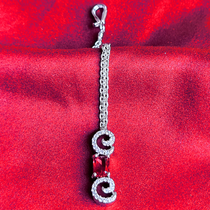 Bridal Ruby Stone Studded Silver Plated Full Jewelry Set