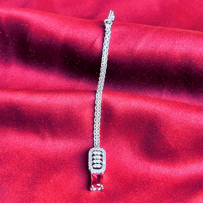 Ruby & CZ Silver Plated Jewellery Set with Necklace, Earrings, Mang Tikka