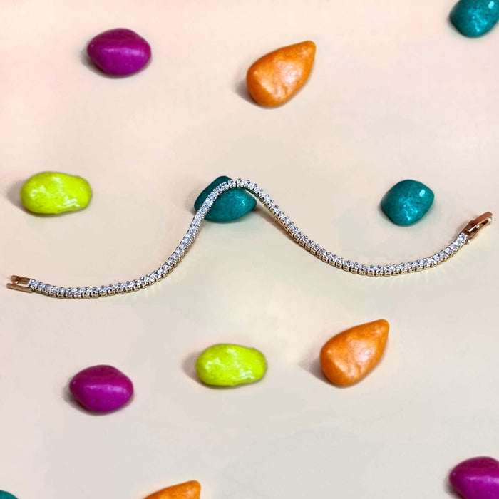 Beautiful Gold-Plated Bracelet with Sparkling Zircon Stones