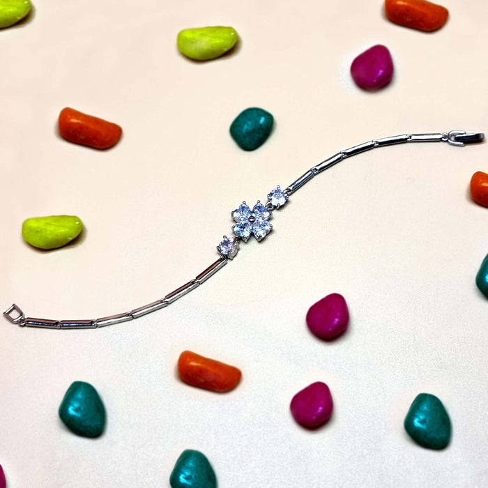 Stylish Silver Plated Floral Bracelet for Girls & Women