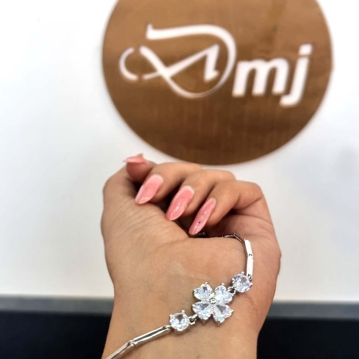 Stylish Silver Plated Floral Bracelet for Girls & Women