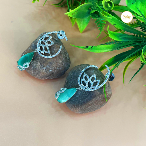 Green Amazonite Stone Silver Earring Pair For Women