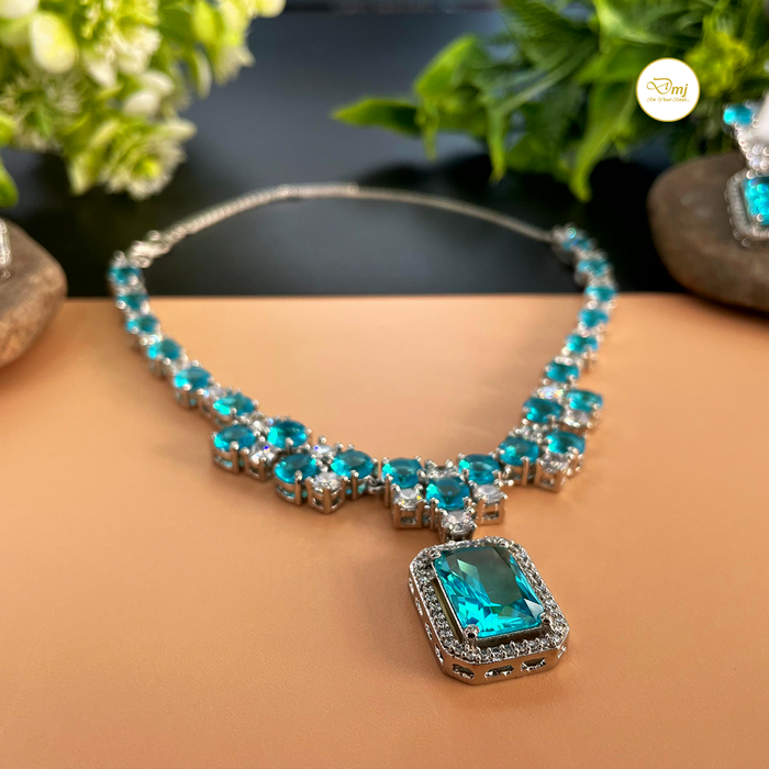 Blue Topaz Silver Plated Necklace and Earring Set Jewellery Set Online