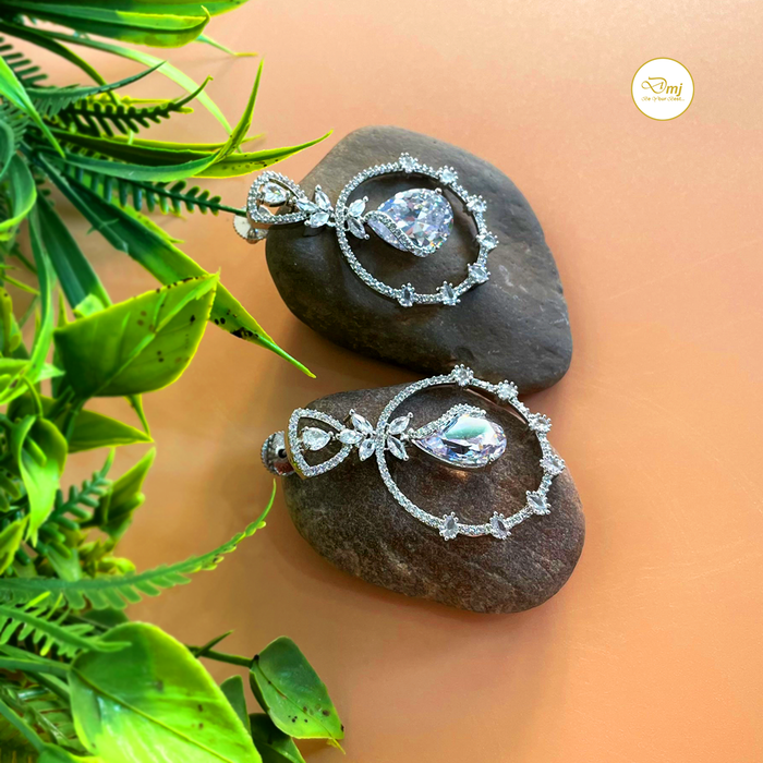 Dazzling Zircon & AD Stone Silver Plated Earrings
