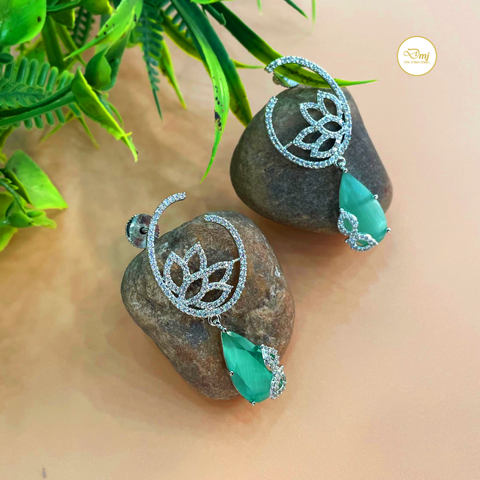 Green Amazonite Stone Silver Earring Pair For Women