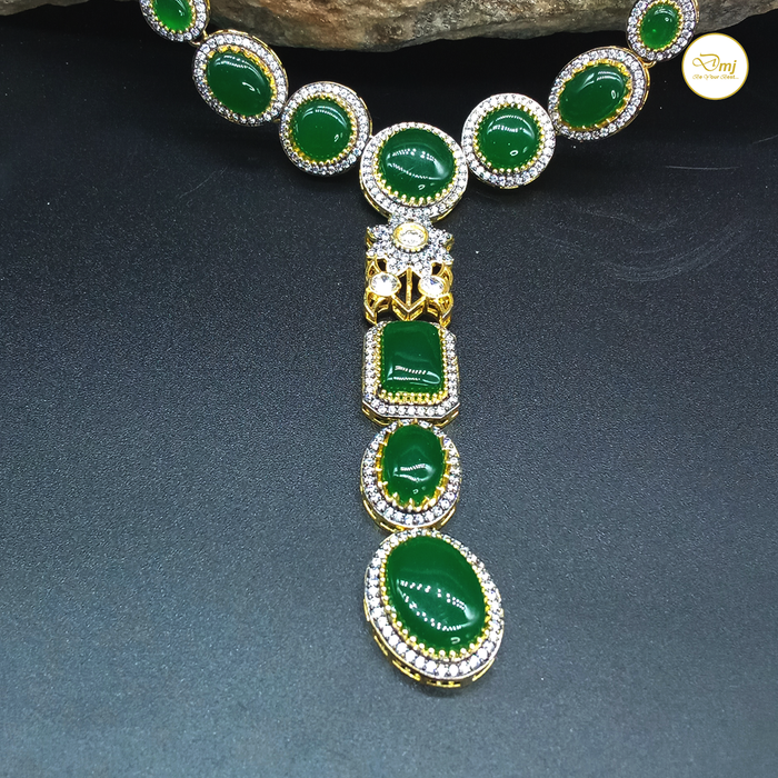 Green Tourmaline Stone Silver Plated Necklace and Earring Set: Natural Sophistication