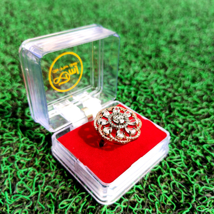 Zircon Stones Silver-Plated Brass Ring