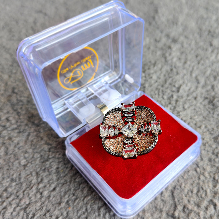 Silver Plated Brass Ring with Zircon and CZ Stones: Elegant Sparkle for Every Occasion