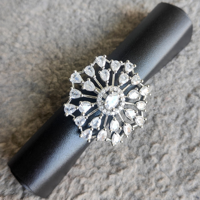 Shop Stunning Zircon & CZ Silver Plated Ring Online