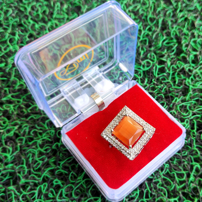 Radiant Yellow Stone and CZ Silver-Plated Ring: Stunning Elegance for Every Occasion"