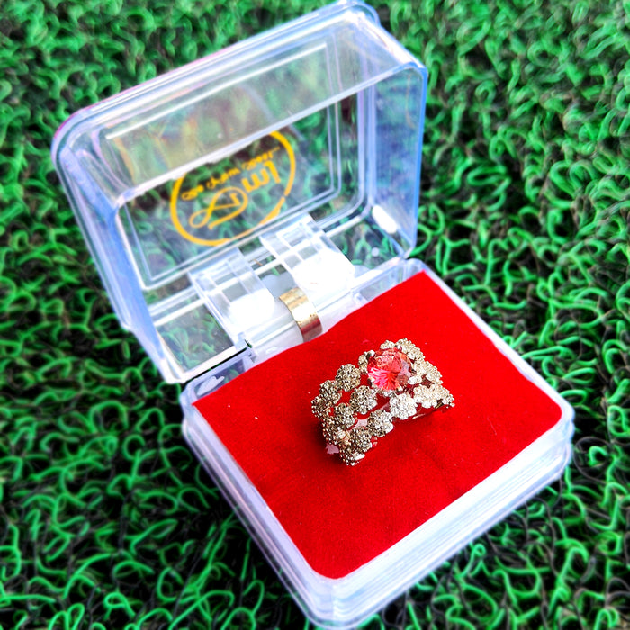 Ruby Red and Ad Stone Silver Plated Brass Ring: Radiant Glamour