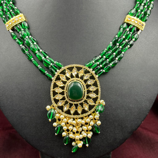 Beautiful Green Gold Plated Necklace and Earrings Set