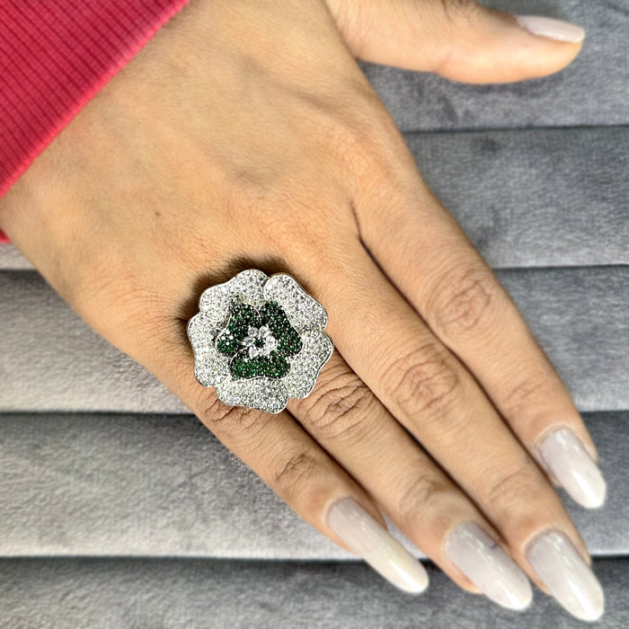 Cubic Zirconia Round Stones Silver Plate Ring - Affordable and Elegant