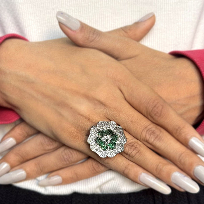 Cubic Zirconia Round Stones Silver Plate Ring - Affordable and Elegant