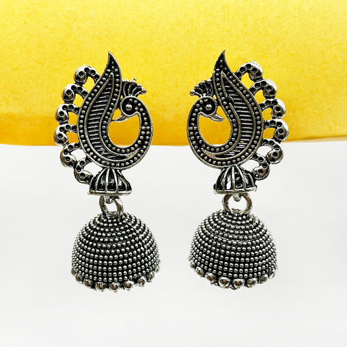 Traditional Oxidized Silver Peacock Statement Piece