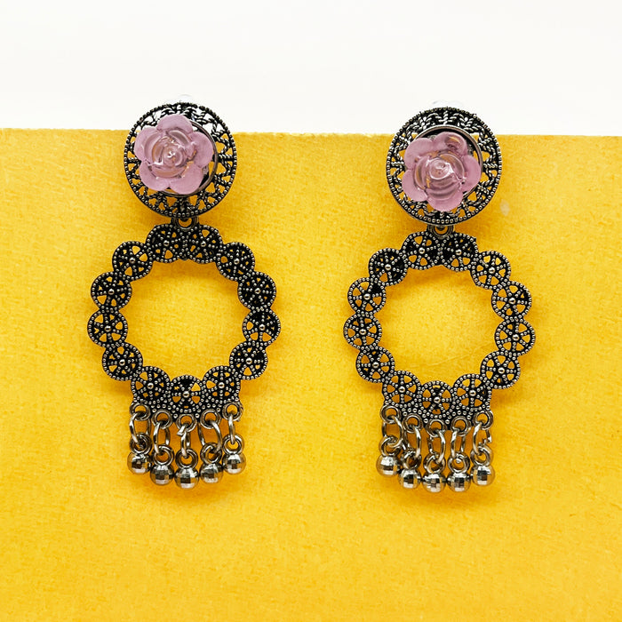 Elegant Oxidized Brass Dangle Earrings - Classic & Versatile