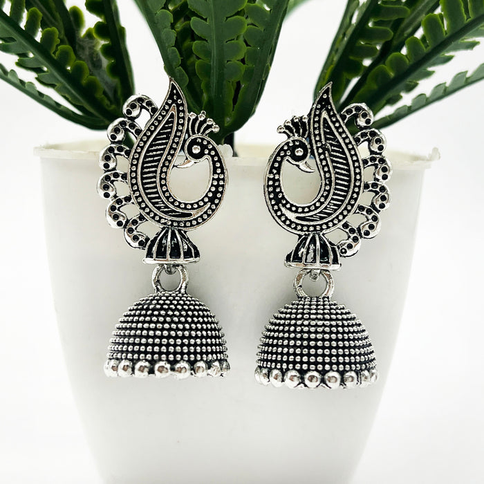 Traditional Oxidized Silver Peacock Statement Piece