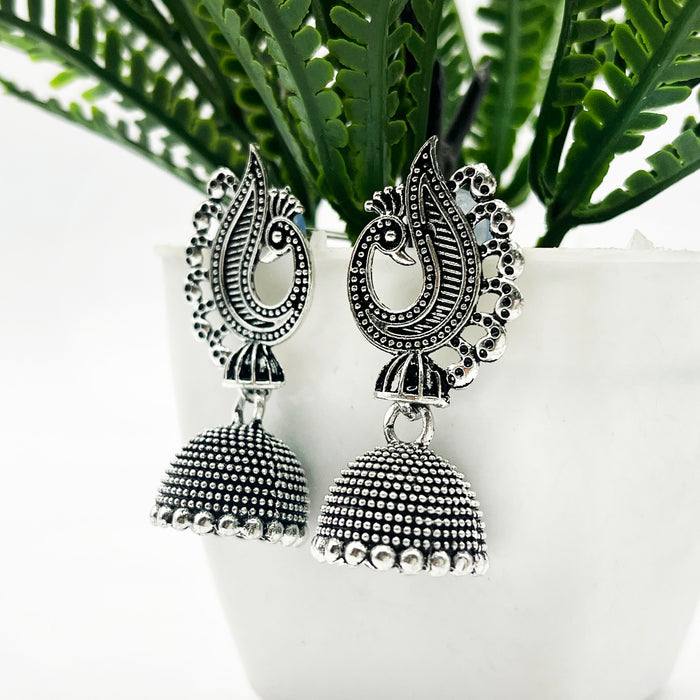 Traditional Oxidized Silver Peacock Statement Piece