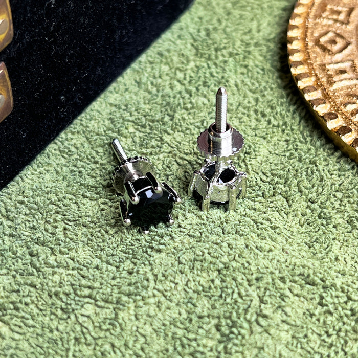 Silver-Plated Black Onyx Stud Earrings from Diwam Jewels