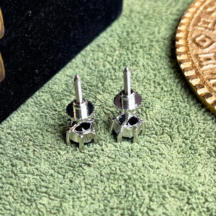 Silver-Plated Black Onyx Stud Earrings from Diwam Jewels