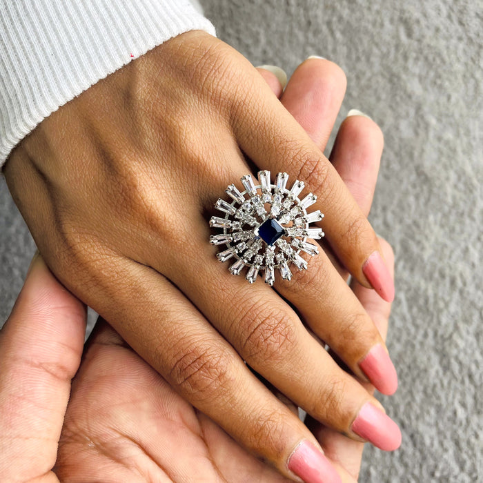 Sapphire Stone Silver Plated Ring: Timeless Elegance