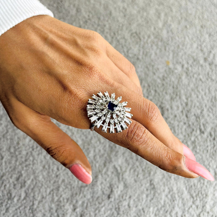 Sapphire Stone Silver Plated Ring: Timeless Elegance