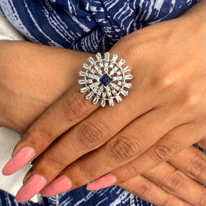 Sapphire Stone Silver Plated Ring: Timeless Elegance