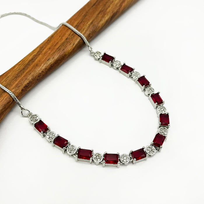 Red Garnet Stone Jewelry Set – Necklace, Earrings, Ring, and Bracelet for Women