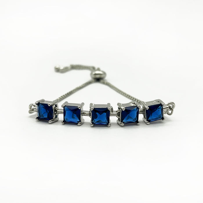 Stylish Blue Sapphire Silver Adjustable Wraparound Bracelet for women and girls