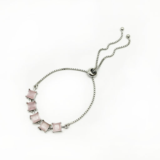 Elegant Rose Quartz Adjustable Bolo Bracelet Wristwear for Women Girls