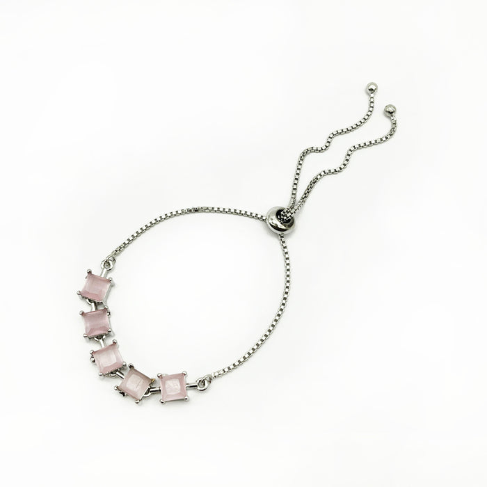 Elegant Rose Quartz Adjustable Bolo Bracelet Wristwear for Women Girls