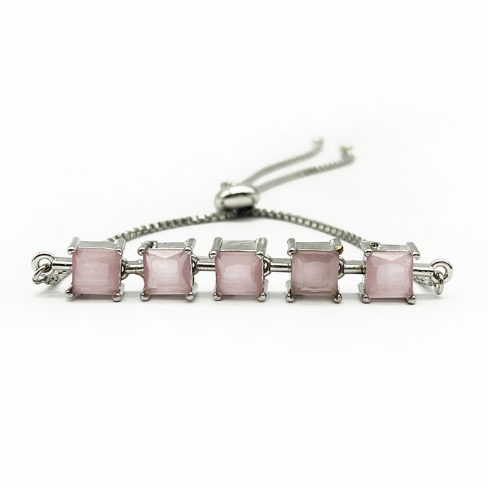 Elegant Rose Quartz Adjustable Bolo Bracelet Wristwear for Women Girls