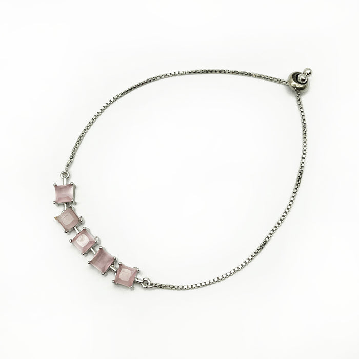 Elegant Rose Quartz Adjustable Bolo Bracelet Wristwear for Women Girls