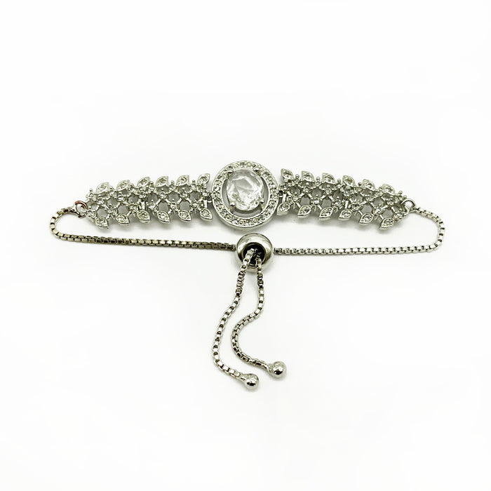 Zirconia Charm Slider Bracelet – Elegant & Adjustable Sparkling Wristwear