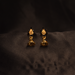 Beautiful Black Stone Studded Gold-Plated Dangle Earrings