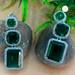 Elegant Silver-Plated Earrings Studded with Emerald Stone