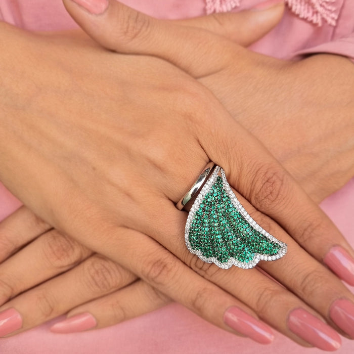 CZ Stones Silver-Plated Ring - Diwam Jewels | Elegant Design