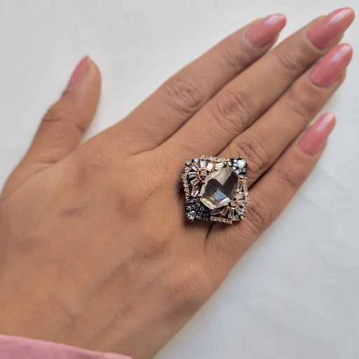 Silver Plated Ring with Zircon and CZ Stones