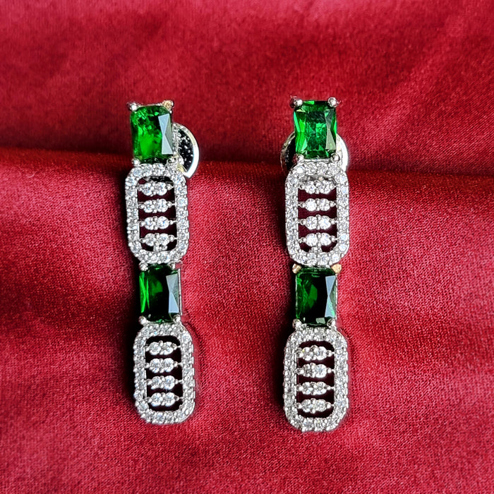 Emerald Stone Silver Plated Jewelry Set For Women and Girls