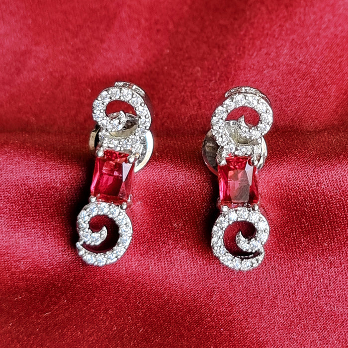 Bridal Ruby Stone Studded Silver Plated Full Jewelry Set